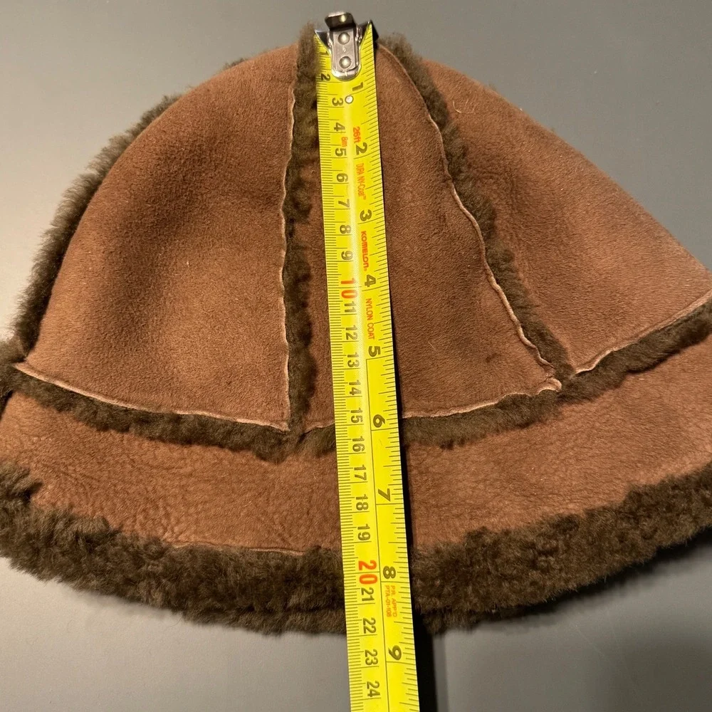 UGG Australia Chestnut Brown Real Shearling Sheepskin Bucket Hat OS